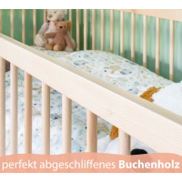 Babybett TONI 60x120 cm aus Buchenholz, mit Schlupfsprossen, in natur und umbaubar