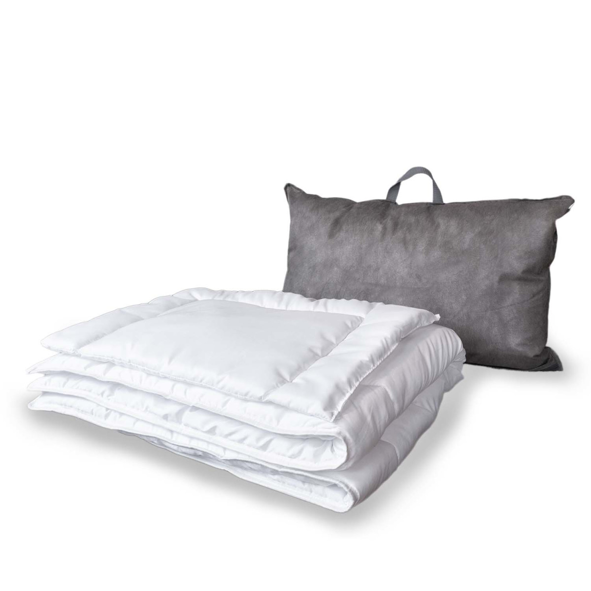 Praktisches Bettset: Steppdecke und Kissen aus Polyester 135x100 +  Aufbewahrung, 54,99 €