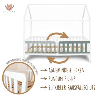 Alcube vielseitiges Hausbett HYGGI mit Roll-Lattenrost und Querstange für Vorhänge Weiß 80 x 160 cm Weiß - ohne Schubladen