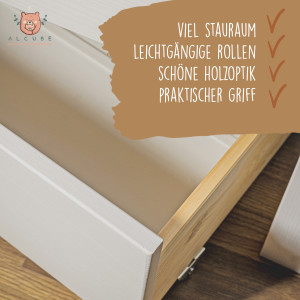 Hausbett HYGGI mit Roll-Lattenrost in weiß 90x200 cm mit Schubladen