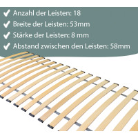 Rollrost für Kinderbett, massives Birkenholz 90x200