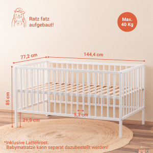 Babybett FINN 70x140 cm weiß