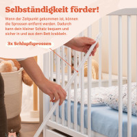 Babybett FINN 70x140 cm weiß mit Schublade