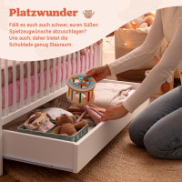 Komplettset FINN Babybett mit Schublade und 60x120 Kindermatratze in Weiß
