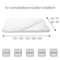 4er SET: 2x Baumwoll-Spannbettlaken und 2x Nässeschutzauflage, 60x120 cm in weiß