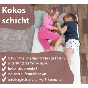 Kindermatratze ECO 70x140 cm aus Kokos und Kaltschaum,...